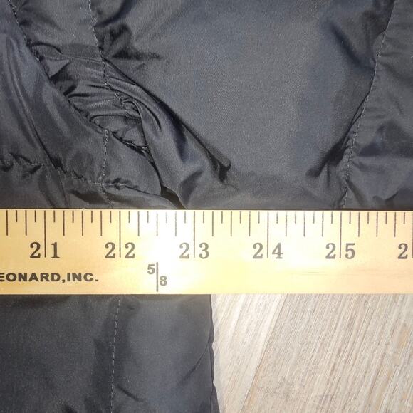 Eddie Bauer Black Goose Down Puffer Chore Coat Quilted Flap Pckts Snaps & Zip LG - Picture 7 of 9